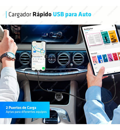 Cargador Para Auto Dual 2 Entradas Cable Micro Usb Lightning Color Blanco Micro-usb