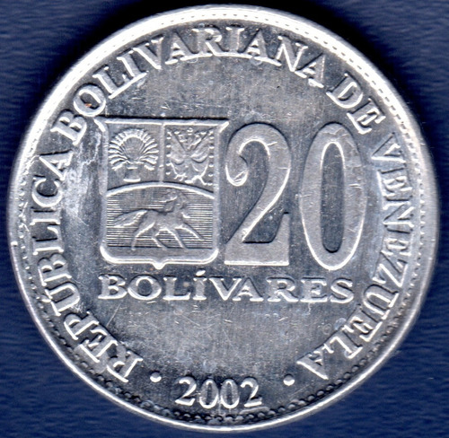 20 Bolívares Del Año 2002 Moneda De Venezuela