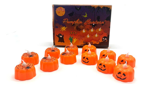 Luz De Té Sin Llama De Calabaza,12pcs Vela Led
