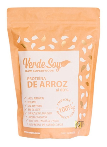 Proteína De Arroz Al 80% (500 Gramos) Verde Soy