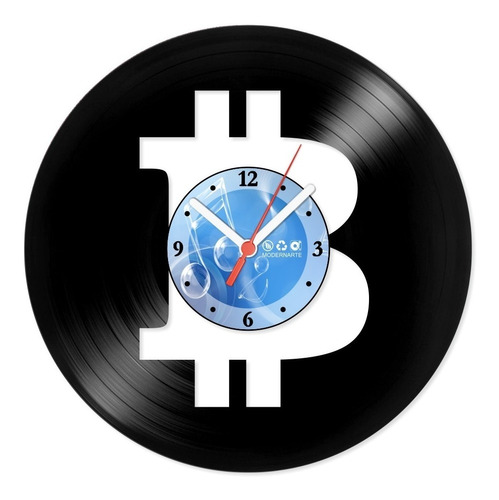 Relógio De Parede Disco Vinil Moeda Bitcoin - Vec-024