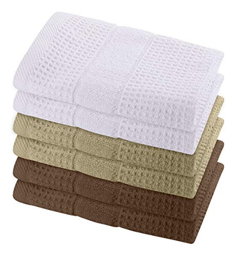 12x12 Inches Waffle Weave Washcloths 6 Pack, Soft, Dura...