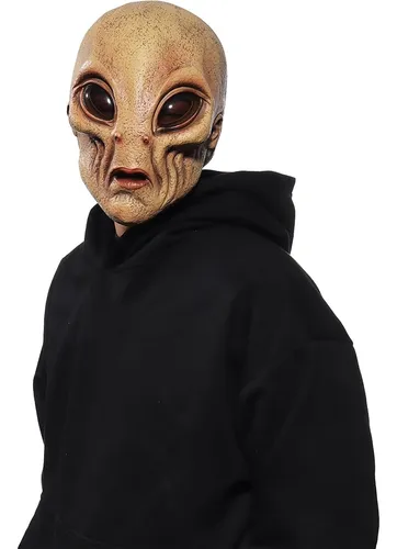 Máscara Alíen Látex Area51 Ovni Disfraz Halloween Marte Beig