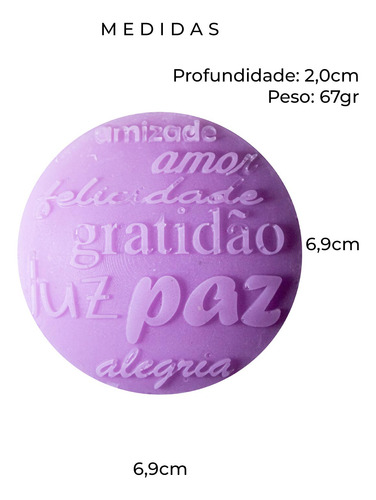 Molde Forma Silicone Redondo Paz-amor-felicidade Grande