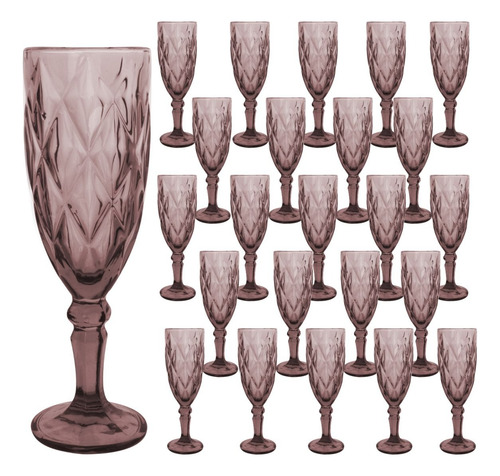 Copa Labrada Champagne Vidrio Flauta Cristal 170ml Vittori Púrpura/24 Piezas