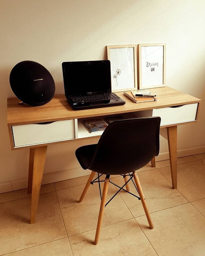 Imagen 2 de 6 de Escritorio Escandinavo Nordico Vintage 120 Cms 2 Cajones