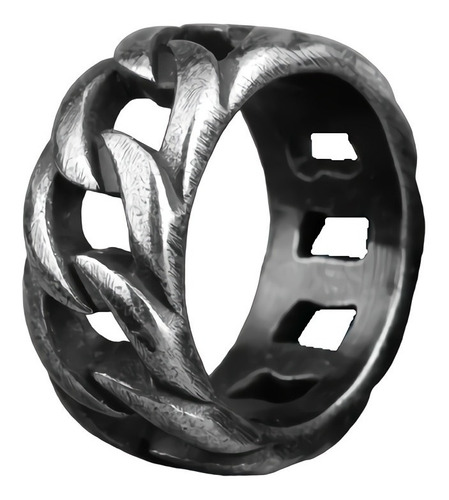 Anillo Biker Acero Inoxidable Cadena Color Plata Para Hombre