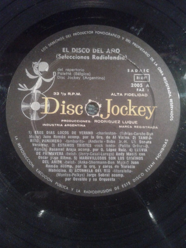 Antiguo Vinilo Grueso Selecciones Radiolandia 1965, 12 Temas