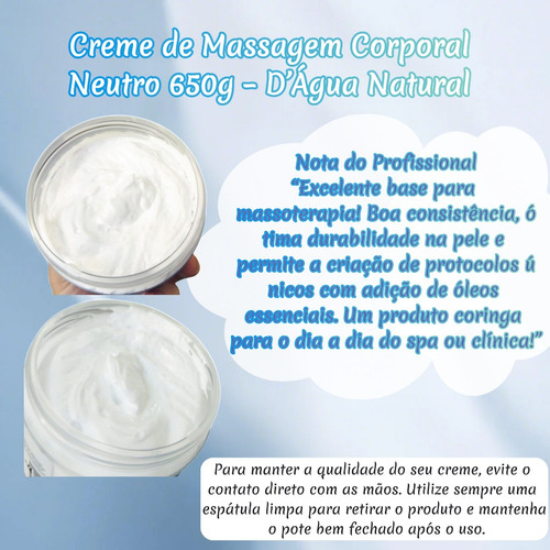 Kit 3x Creme Massagem Neutro 650g Dagua Natural