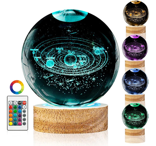 Esfera De Cristal Y Lampara Decorativa Rgb Regalo 16 Colores