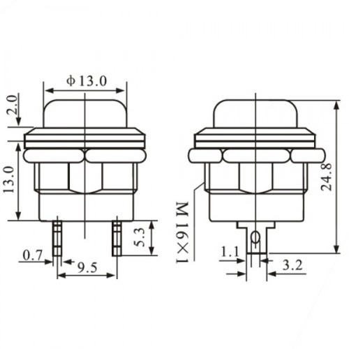 100 Peça - Chave Push Button Tipo Start - Bujão R13-507 Vm