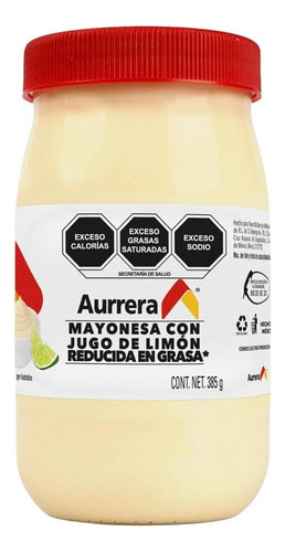 Mayonesa Reducida En Grasa Aurrera Con Jugo De Limón 385 G