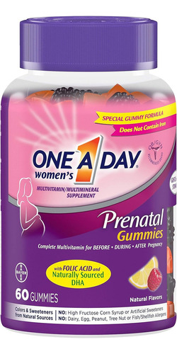 One A Day Prenatal Vitaminas Con Ácido Fólico Y Dha 60 Pzas Sabor Frutas