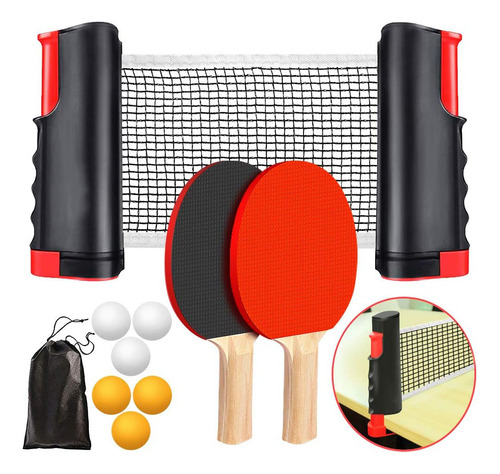 Set Ping Pong Tenis Mesa 2 Paleta + 6 Pelotas + Malla
