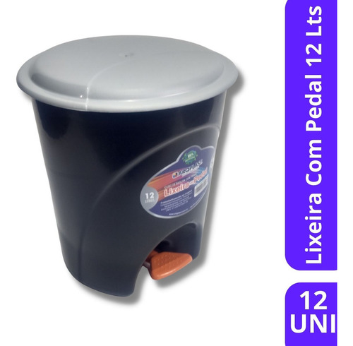 Lixeira Pedal Plástica Banheiro Cozinha Escritório 12lt 12un