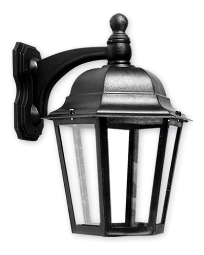 Farol Pared Polipropileno 6 Caras Vidrio Negro Colonial