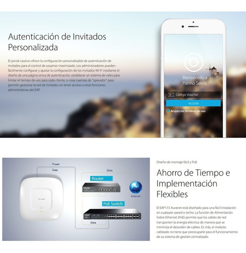 Tp-link, Punto De Acceso Inalámbrico Techo N 300mbps, Eap115