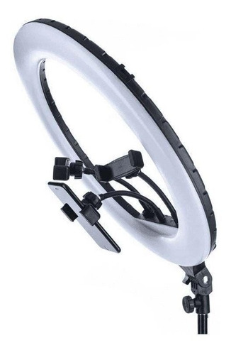 Iluminador Ring Light Make Greika 18 Quente/frio + Tripé Cor da estrutura Preto Cor da luz Branco-frio e Branco Quente 110V/220V