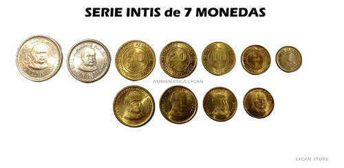 7 Monedas De Colección Grau De Los Intis 1985 - 1988 - Nuevo
