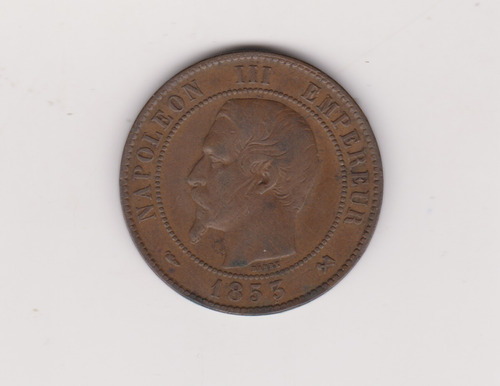 Moneda Francia 10 Centimes Año 1855 B Excelente ++