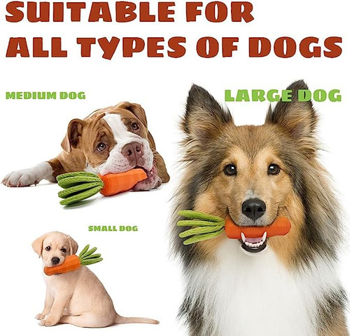 Juguete Masticable Para Perros Cooway Carrot Squeaky De Cauc