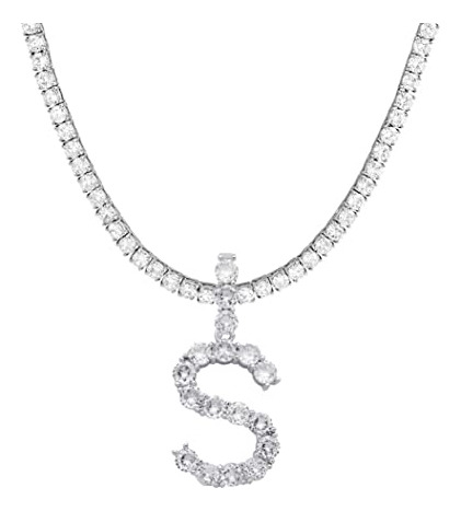 Initial Necklace Silver Tennis Necklaces For Women Tennis