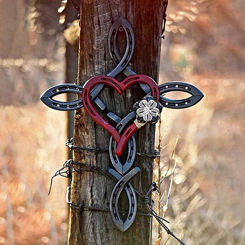 Letrero De Metal Con Forma De Herradura Natural Con Corazón