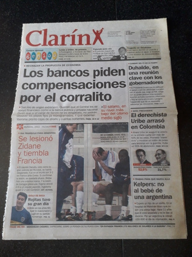 Tapa Diario Clarín 27 5 2002 Lavagna Corralito Zidane 