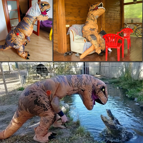 Traje Inflável T-rex Para Adultos, Terno Chique De Dinossaur