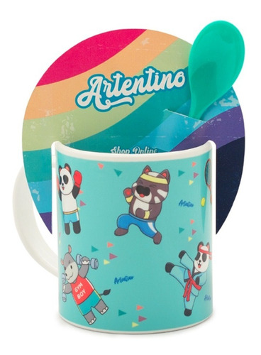 Imagen 2 de 3 de Taza Infantil Cuchara Regalo Niños Nena Nene Souvenir