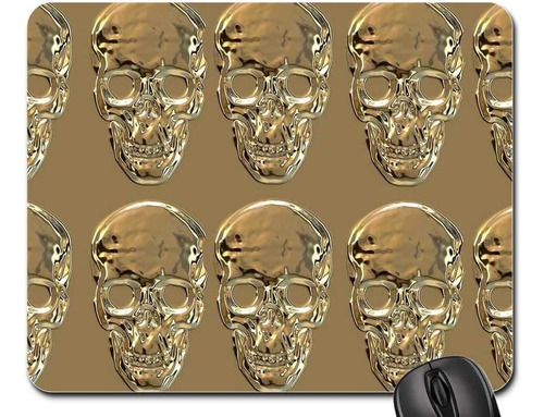 Mouse Pad - Skull And Crossbones Skull Pattern Gold Weird