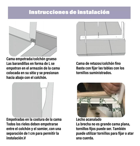 Barandal Cama Seguridad Protector Ajustable Para Bebe Y Niño Color Gris 2m paquete De Una Pieza