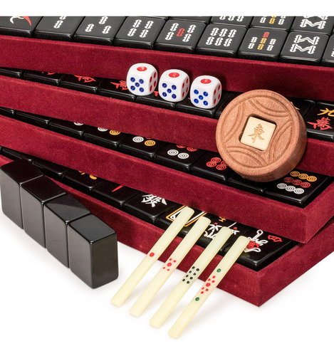 Set De Juegos De Mahjong Chinese Imports, Jet Con 148 Negras
