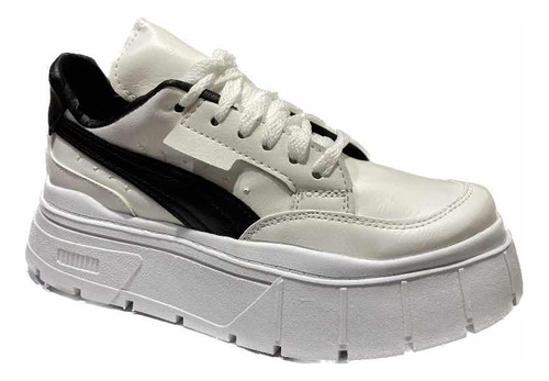 Zapatillas Dama Sneakers Plataforma Alta Moda Blanco #300