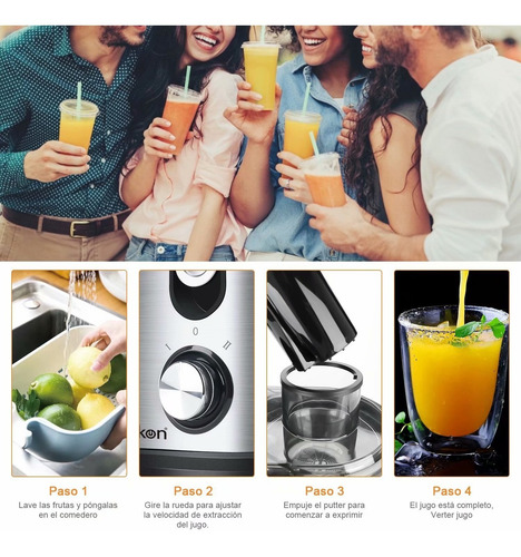 Imagen 7 de 7 de Extractor De Jugos Automatico Techvida P/ Frutas Y Verduras