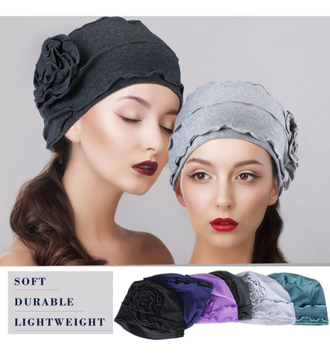 6 Piezas De Gorros De Flores De Turbante Vintage Para Mujer