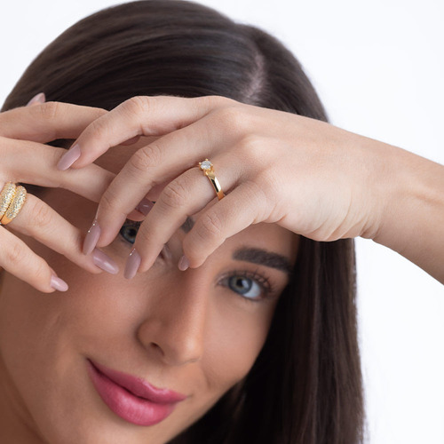 Anel Solitário Com Aro Confort Em Ouro 18k Com 48 Pontos De