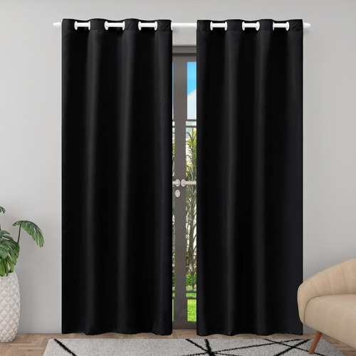 Cortina Jasmim Para Sala Ou Quarto 2,80m X 2,20m Cor Preto