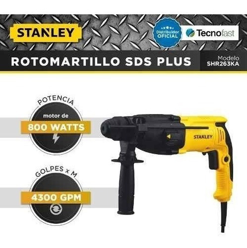 Imagen 6 de 9 de Rotomartillo Stanley Sds Plus 26mm 800w 3,4 J Shr263k Maleta