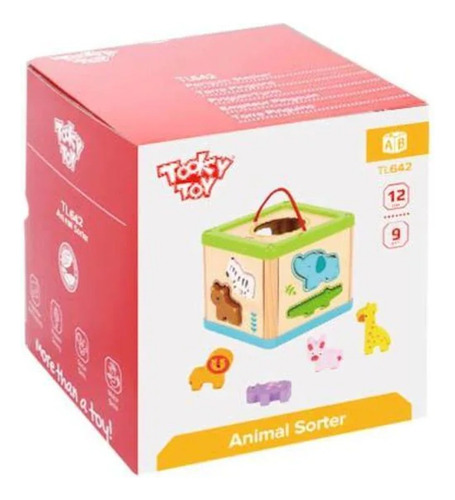 Cubo De Encastre Animales Juego De Madera Didactico Tooky Color Multicolor