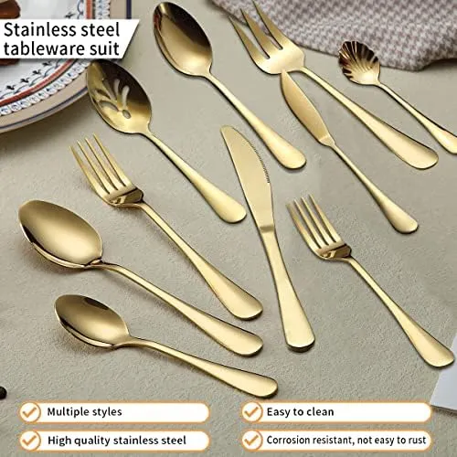 Kyraton Gold Silverware Set 45 Piezas Servicio Para 8, Titan