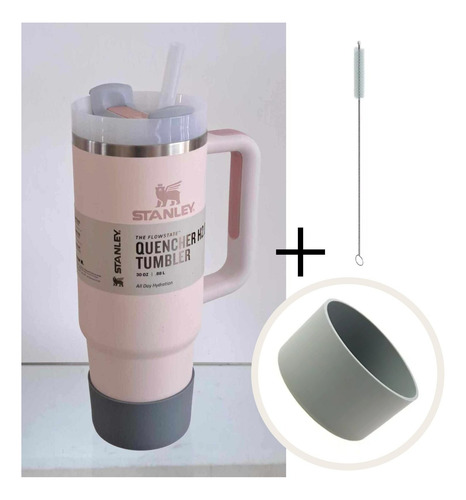 Stanley Quencher 30oz Vaso Taza Mug Termo Asa Con Funda Prot Rosa - Gris Quencher