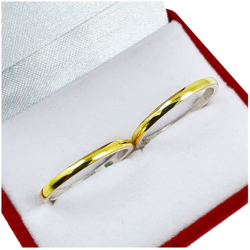 Imagen 2 de 8 de Alianzas Plata Y Oro El Par Anillo Casamiento Novios M2 D2