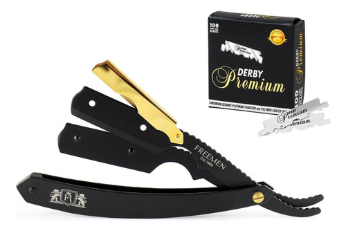 Navalhete De Barbear Profissional Preto Clip Dourado