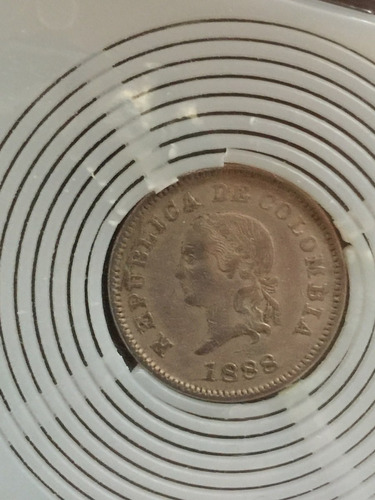 Escasa Moneda De 5 Centavos De Colombia Del Año 1888