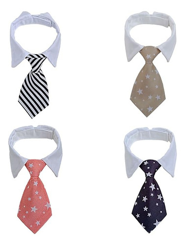 4 Piezas Corbata Para Perro Formal Rayas Disfraz Gato Ajusta