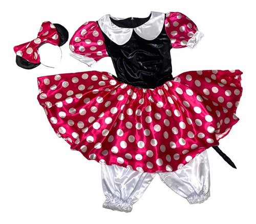 Disfraz Inspirado En Minnie Mouse Vestido Rosa Dama Con Orejas Mimi