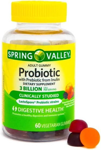 Probiótico para adultos de 3000 millones de gomitas Spring Valley C/60 unidades con sabor a frutos rojos