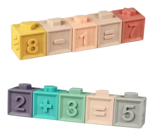 Imagen 4 de 8 de Cubos Bloques De Goma Para Apilar Didacticos Texturas Bebe