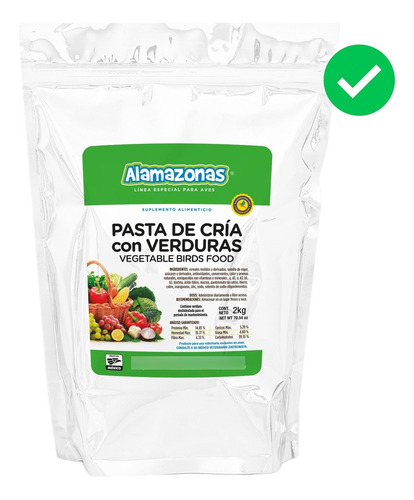 Kit 5 Pasta De Cría Con Verduras 2kg Vegetable Alamazonas